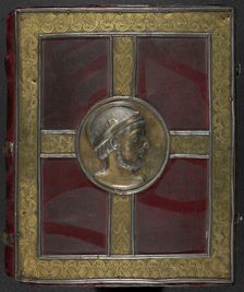 In the centre, a silver gilt medallion, probably representing the Emperor Lothaire...9th cent. Creator: Unknown