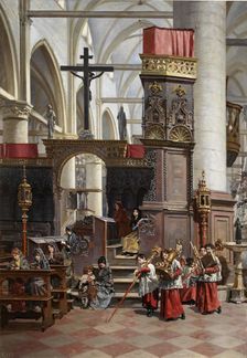 In the Church of the Frari, Venice, 1881. Creator: Ricardo Navarrete y Fos