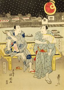 In the Cool of the Evening in the Vicinity of Lord Nabeshima's Warehouses (Furyu Nabeshima..., 1824. Creator: Jukakudo Masakuni