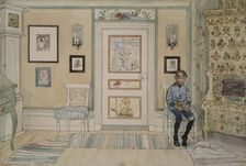 In the Corner. From A Home (26 watercolours), 1895. Creator: Carl Larsson