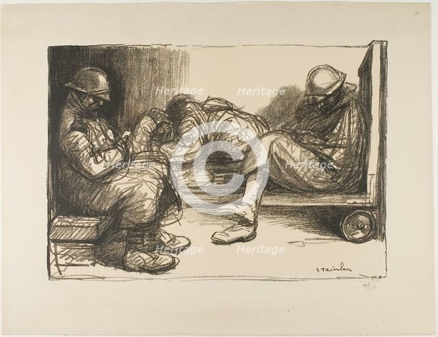 In the Dugout, 1915/17. Creator: Theophile Alexandre Steinlen.