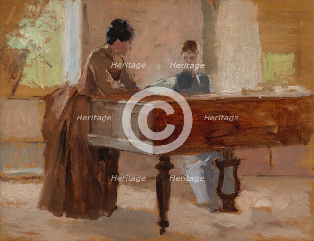 In the Drawing Room at Haikko, study for An Old Tune, 1888. Creator: Albert Edelfelt.