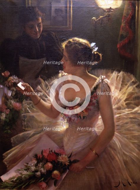  'In the dressing room' oil, 1895, oil by Manuel Cusi i Ferret.