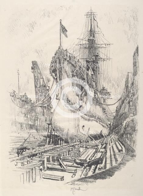 In the Dry Dock, 1917. Creator: Joseph Pennell.