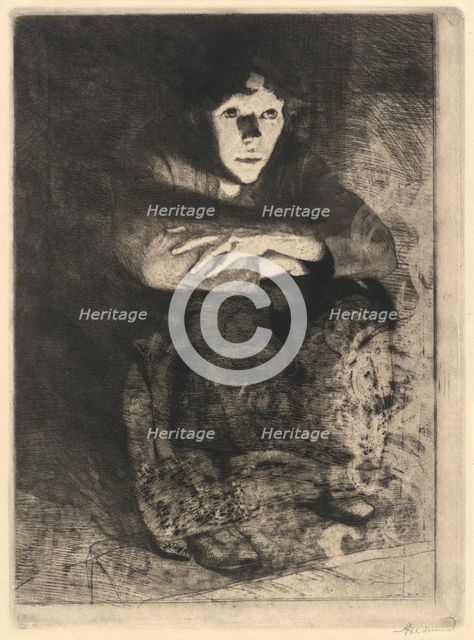 In the Embers (Dans les cendres), 1887. Creator: Paul Albert Besnard.