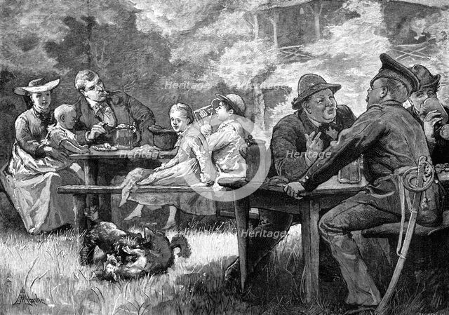 In the English Garden at Munich, 1881. Creator: Eugène Froment.