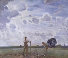 In the fields in June 1914. Artist: George Clausen