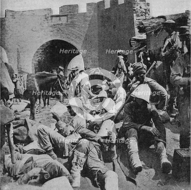 'In the Flowery Land - The Wounded of the Allies at the Mud Gate, Tientsin', 1900. Artist: Unknown.