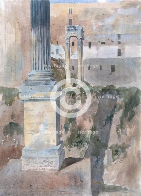 In the Forum, Rome, 1824. Creator: James William Giles.