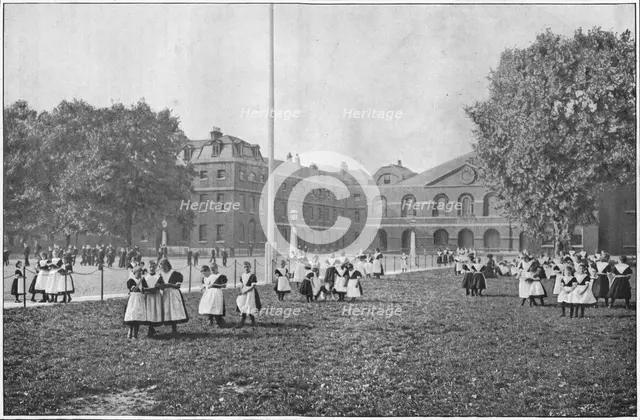 In the Foundling Hospital grounds, London, c1901 (1901). Artist: Unknown.