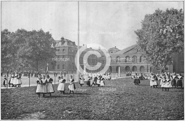 In the Foundling Hospital grounds, London, c1901 (1901). Artist: Unknown.