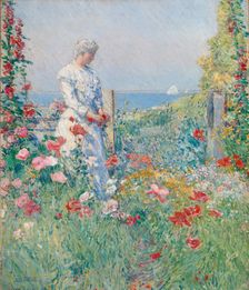 In the Garden (Celia Thaxter in Her Garden), 1892. Creator: Frederick Childe Hassam