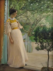 In the garden door. The artist's wife, 1897. Creator: Ring, Laurits Andersen (1854-1933)