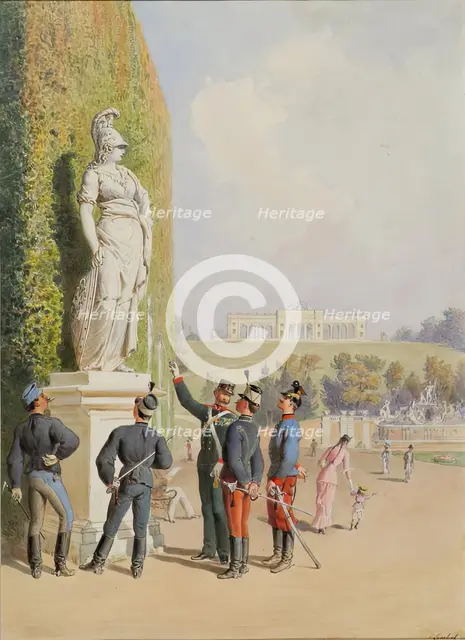 In the garden of Schönbrunn Palace in Vienna, undated. Creator: Carl Goebel.