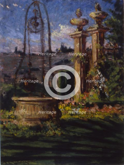 In the Gardens of the Villa Palmieri, 1910. Creator: Carroll Beckwith.