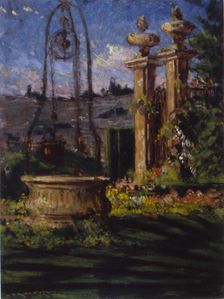 In the Gardens of the Villa Palmieri, 1910. Creator: Carroll Beckwith