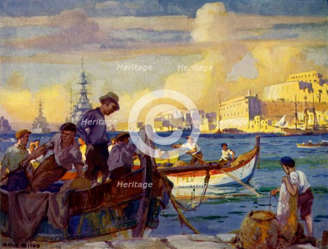 'In the Grand Harbour at Valletta, Malta', c1948. Creator: Unknown.