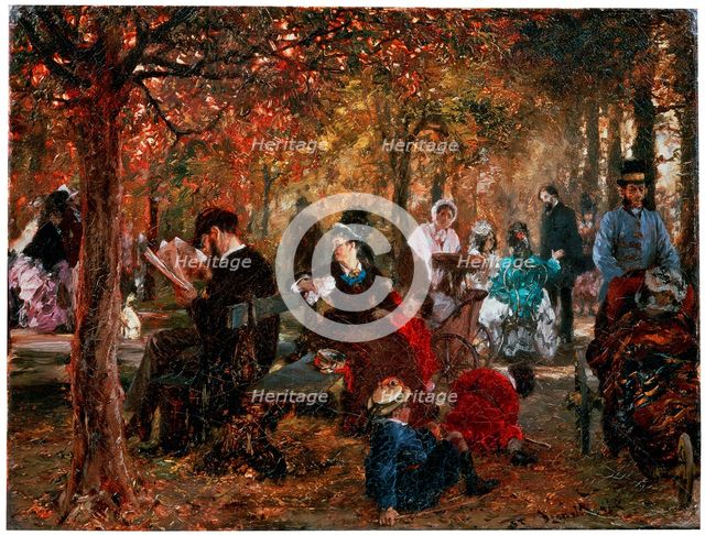 'In the Jardin de Luxembourg (A reminiscence of the Jardin de Luxembourg)', 1876.  Artist: Adolph Menzel