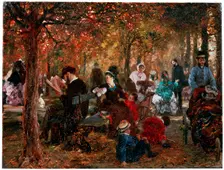 In the Jardin de Luxembourg (A reminiscence of the Jardin de Luxembourg) 1876. Artist: Adolph Menzel