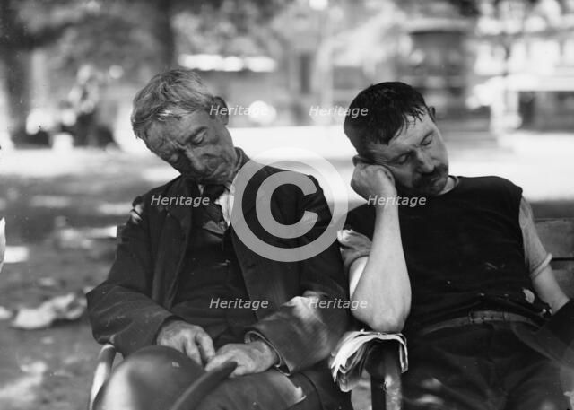 In the park on hot day--"played out", between c1910 and c1915. Creator: Bain News Service.