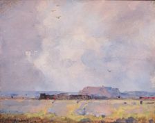In the Plateau Country, with an Inhabited Pueblo, 1929. Creator: William Henry Holmes