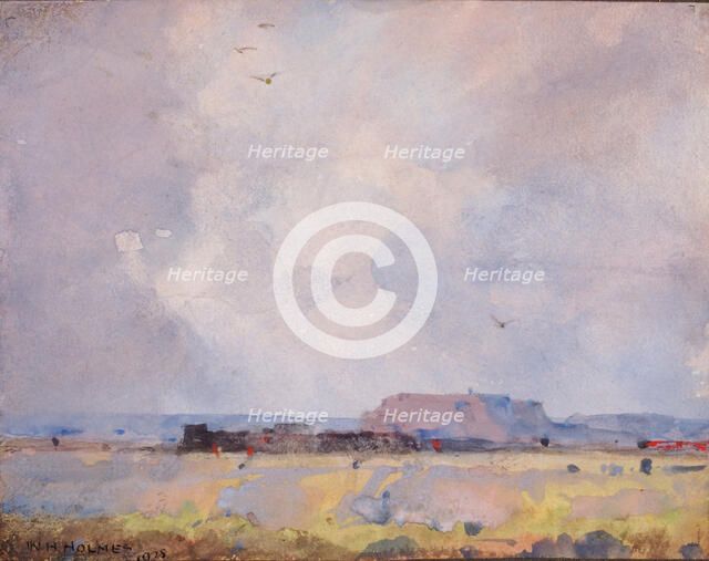 In the Plateau Country, with an Inhabited Pueblo, 1929. Creator: William Henry Holmes.