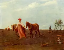 In the Ploughed Field. Spring 1820s, (1965). Creator: Aleksey Venetsianov