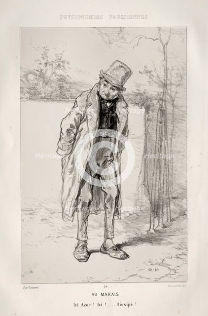 In the Quarter of the Marais. Creator: Paul Gavarni (French, 1804-1866).