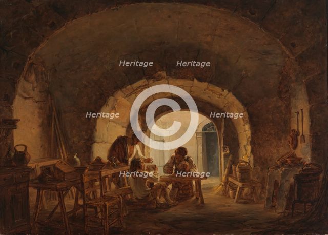 In the Ruins of the Marcellus Theatre, 1820. Creator: Alexander Lauréus.