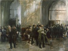 In the Stock Exchange, 1891. Creator: Ferdinand Brutt