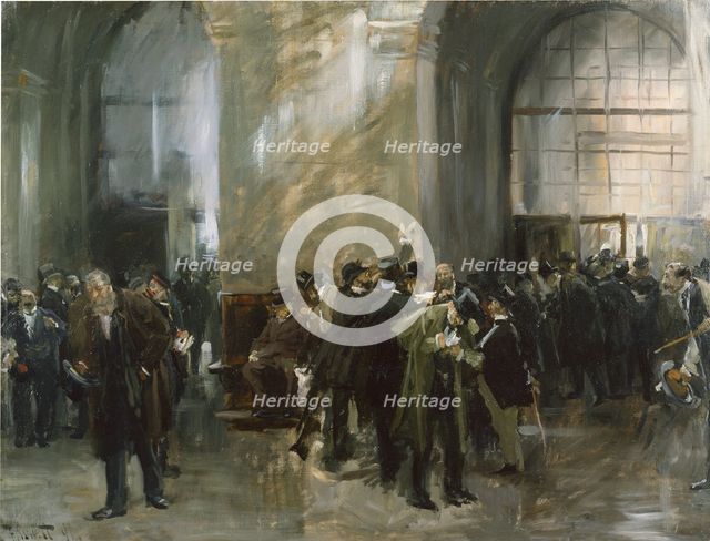 In the Stock Exchange, 1891. Creator: Ferdinand Brutt.