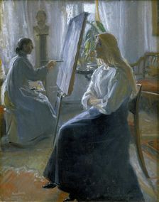 In the Studio, Anna Ancher, the Artist's Wife Painting late 19th-early 20th century. Artist: Michael Peter Ancher