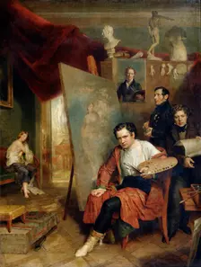 In the Studio of the Painter Wilhelm Golicke 1832. Artist: Wilhelm Golicke