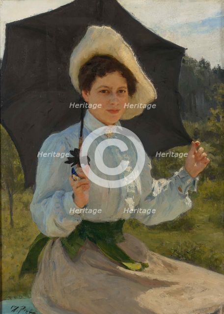 In the Sun (Portrait of Nadezhda Repina, the Artist's Daughter), 1900. Creator: Repin, Ilya Yefimovich (1844-1930).