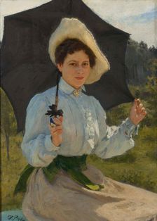 In the Sun (Portrait of Nadezhda Repina, the Artist's Daughter), 1900. Creator: Repin, Ilya Yefimovich (1844-1930)