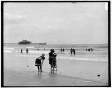 In the surf at Old Orchard, Me., between 1890 and 1901. Creator: Unknown