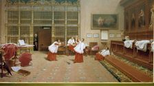 In the Sacristy Painting by Germán Alvarez Algeciras (1848-1912)