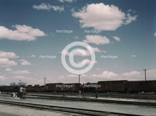 In the Santa Fe R.R. yards, Belen, New Mexico, 1943. Creator: Jack Delano.