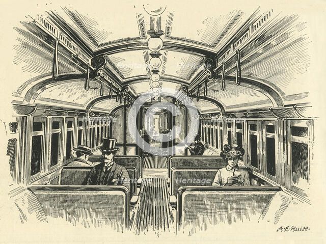 'In the "Twopenny Tube" -  The Central London Railway', c1900. Creator: A.E. Huitt.