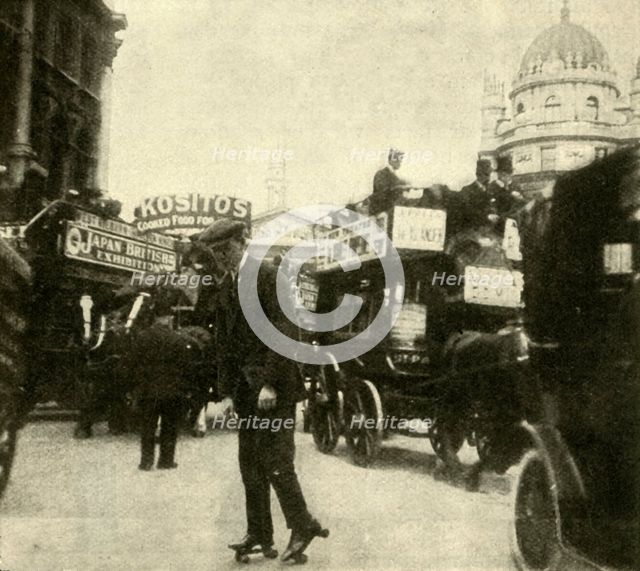 'In the thick of the Traffic by the Mansion House', 1910. Creator: Unknown.