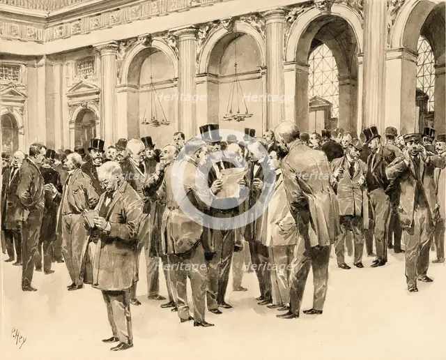 In the trading hall of the Vienna Stock Exchange. Creator: Hey, Paul (1867-1952).
