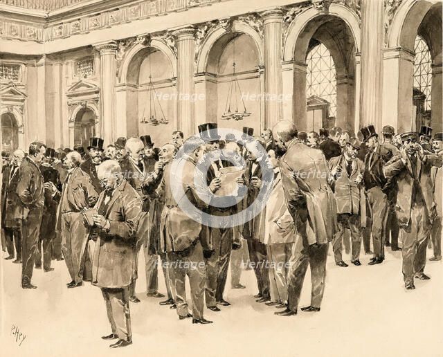 In the trading hall of the Vienna Stock Exchange. Creator: Hey, Paul (1867-1952).