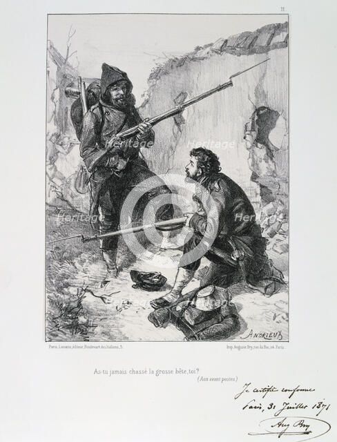 In the trenches, Siege of Paris, Franco-Prussian War, 1870-1871 (1871). Artist: Auguste Bry