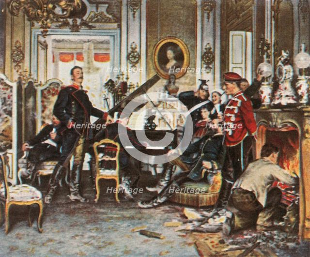 In the Troops' Quarters outside Paris, 1870/71, (1936). Creator: Unknown.
