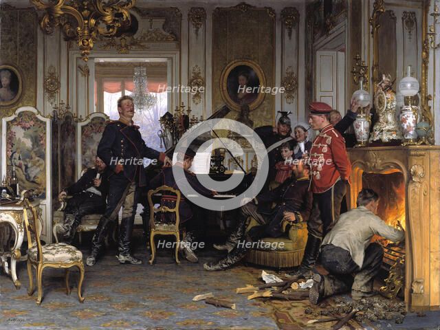 In the Troops' Quarters outside Paris, 1894. Artist: Werner, Anton von (1843-1915)