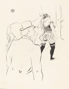 In the Wings of the Folies-Bergere: Mrs. Lona Barrison with Her Manager and Husband, 1895. Creator: Henri de Toulouse-Lautrec