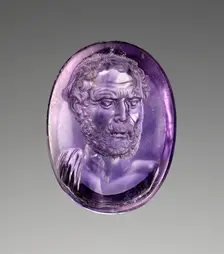 Intaglio with Bust of Demosthenes, about 25 B.C. Creator: Dioskouride