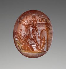 Intaglio with Scene of Aeneas and his Family Escaping from Troy, about 20 B.C. Creator: Unknown
