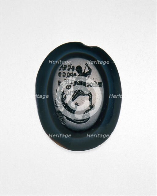 Intaglio with Saint Theodore Teron Slaying a Many-Headed Dragon, Byzantine, 1300 or later. Creator: Unknown.