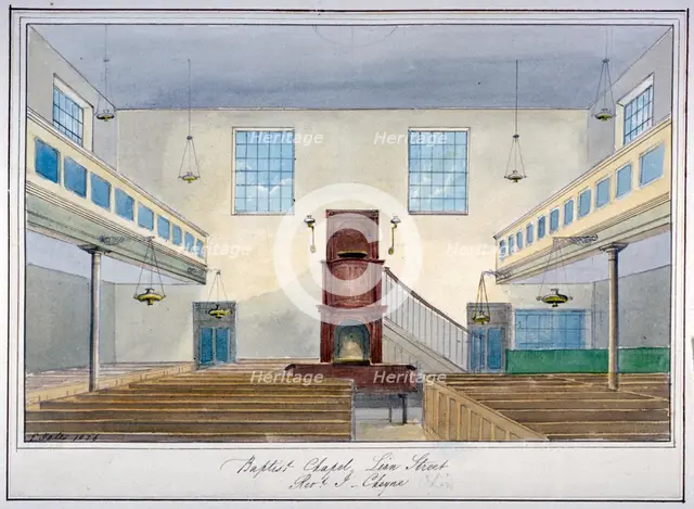 Inteiror view of Lion Street Baptist Chapel, off New Kent Road, Southwark, London, 1826. Artist: G Yates
